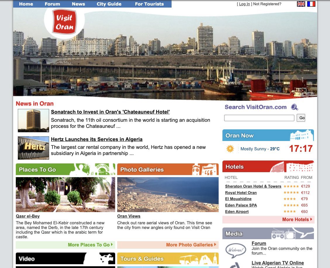 Capture d'écran du site visitoran.com en 2007